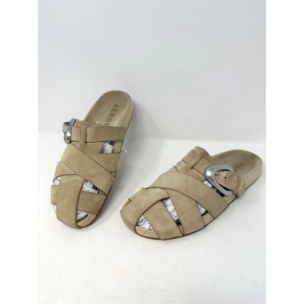 Aerosoles Liberty Fisherman Mules Tan Suede 9.5